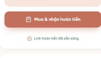 Giao diện mobile Miki với nút Mua và nhận hoàn tiền cùng trạng thái link đã sẵn sàng